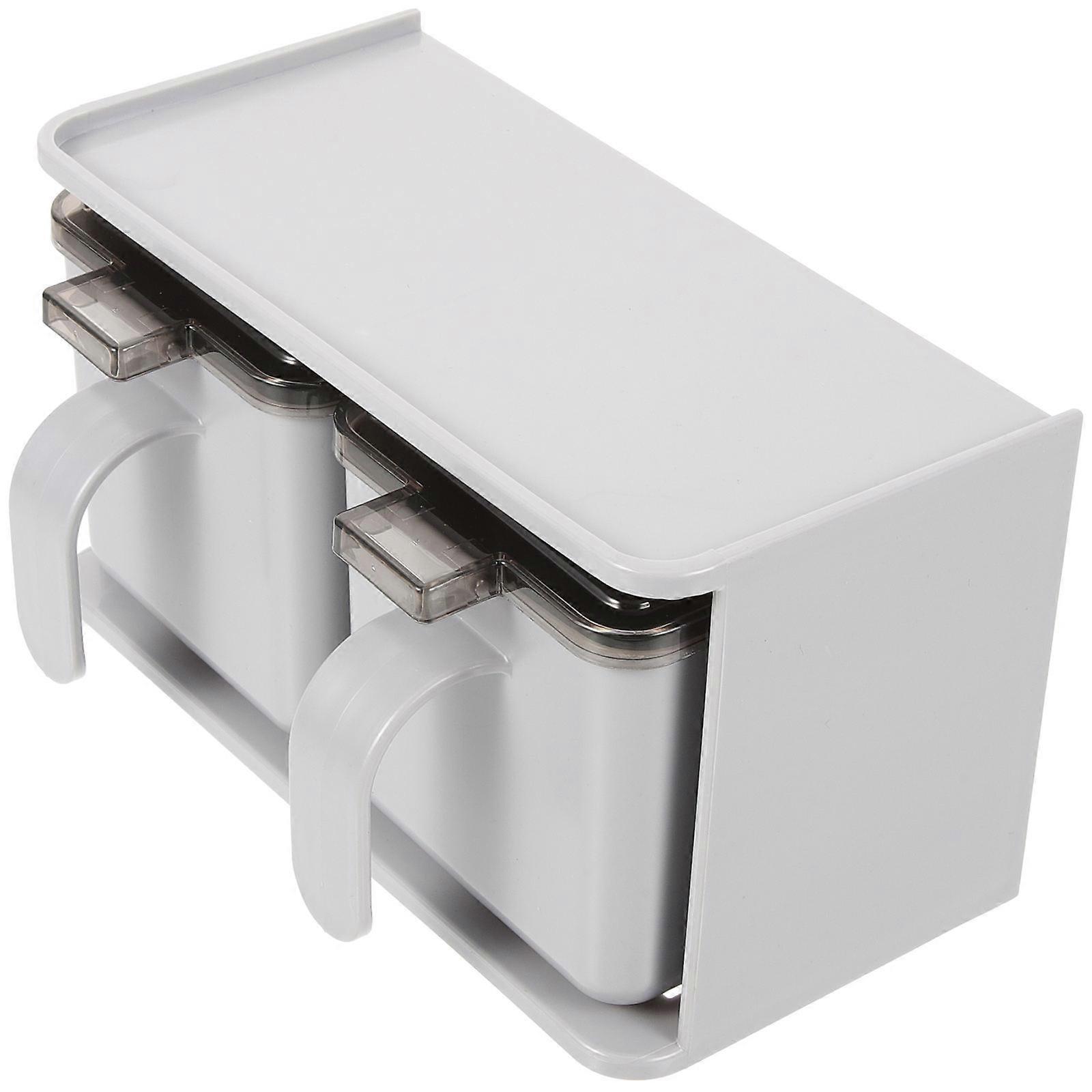 Dual-Compartment Condiment Container With Lid For Cooking Freshness Preservation Material 6.88x3.85x3.34in