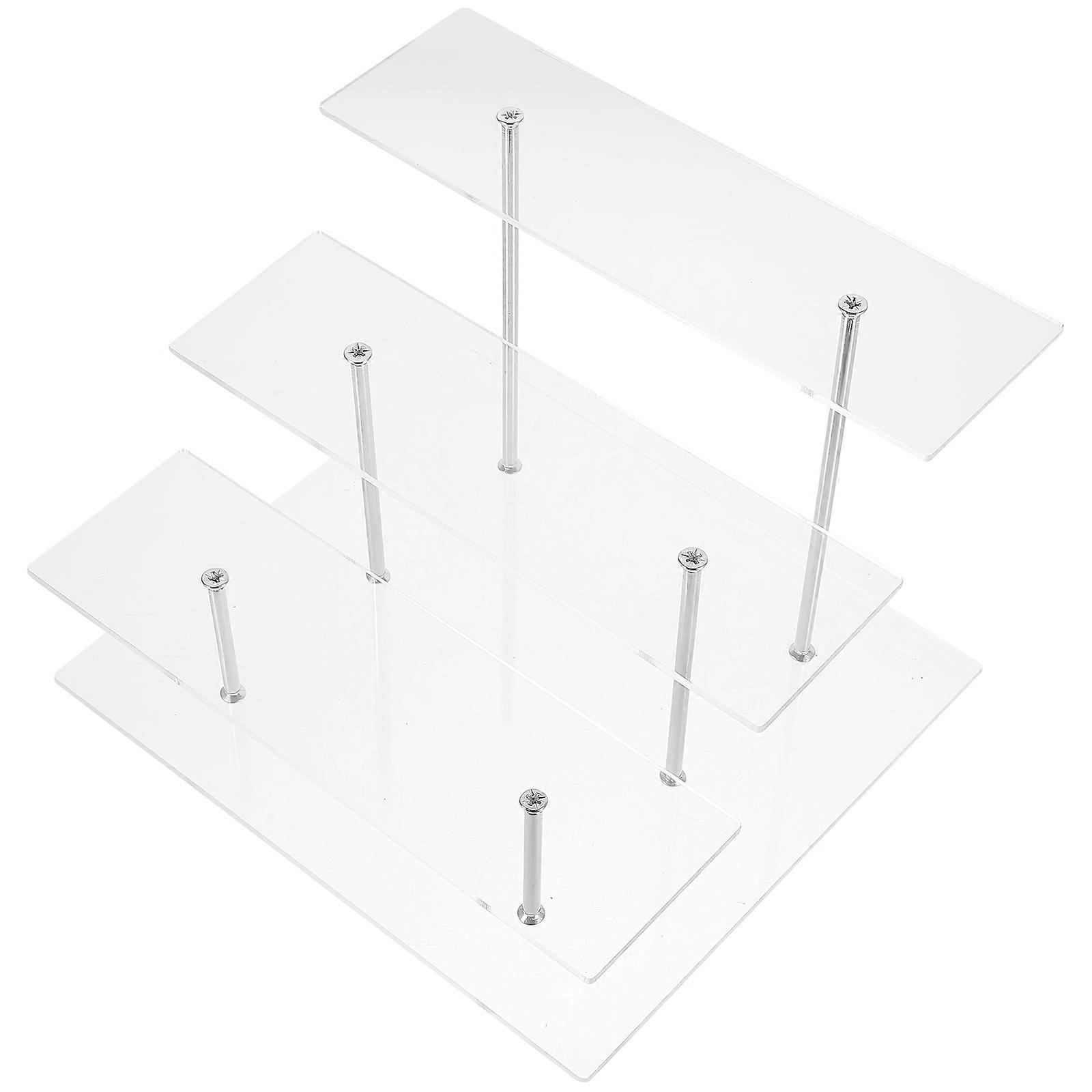 Stair-Shaped Desktop Organizer Shelf 3-Layer Display Stand For Ornaments Transparent Acrylic 1Pack