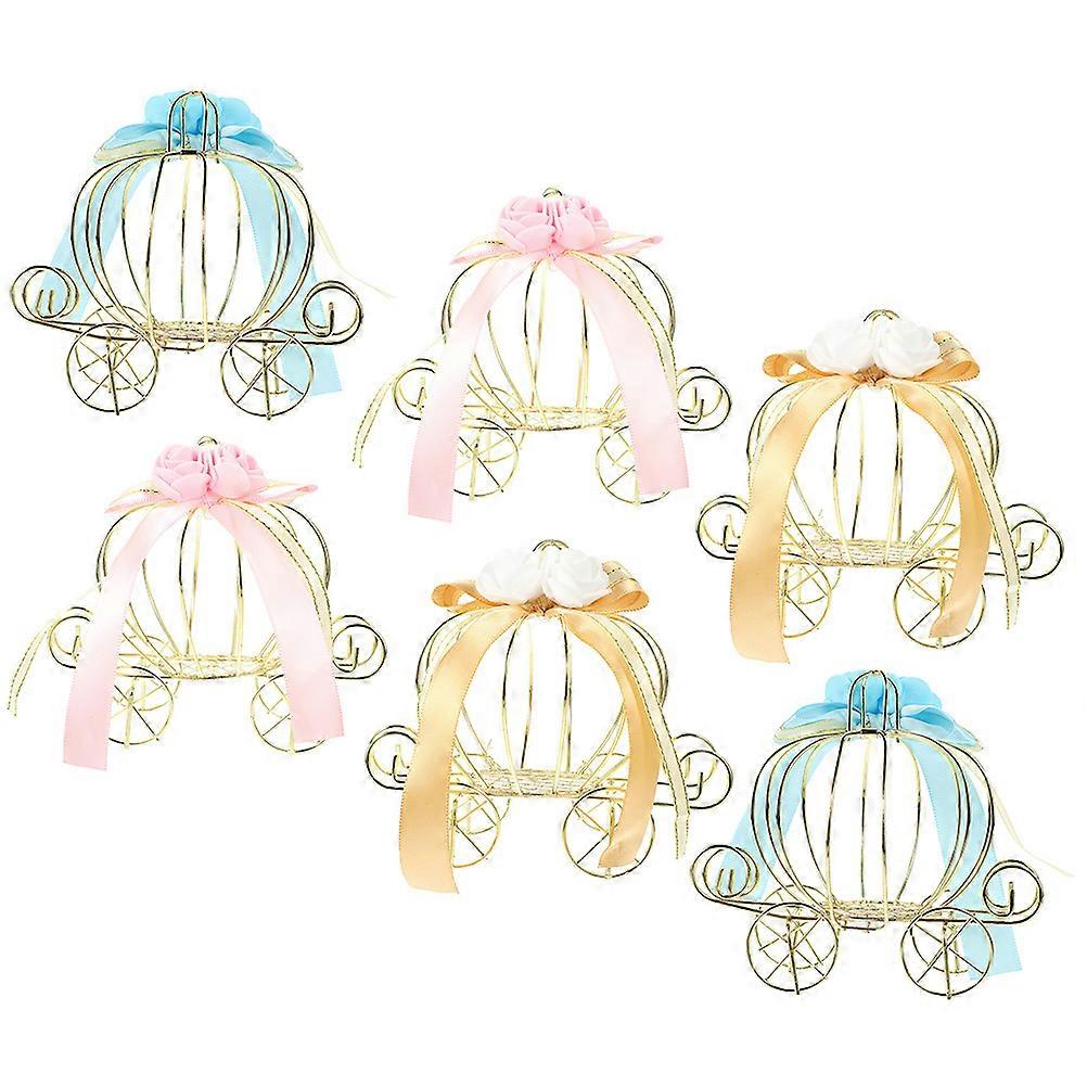 Trolley Box Candy Box Pumpkin Cart Shape Party Favor Container Pink 6Pack