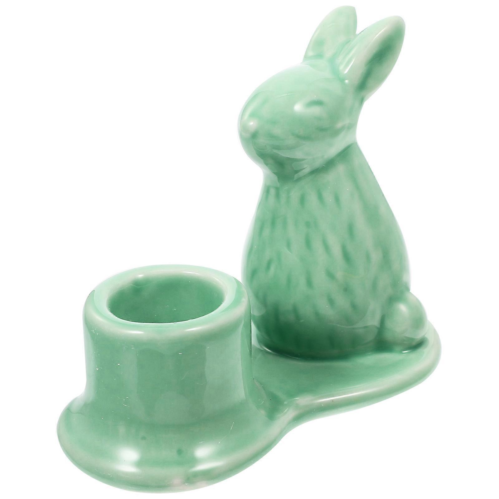 Ceramic Rabbit Candle Holder Set of 2 Decorative Bunny Candlestick Holders