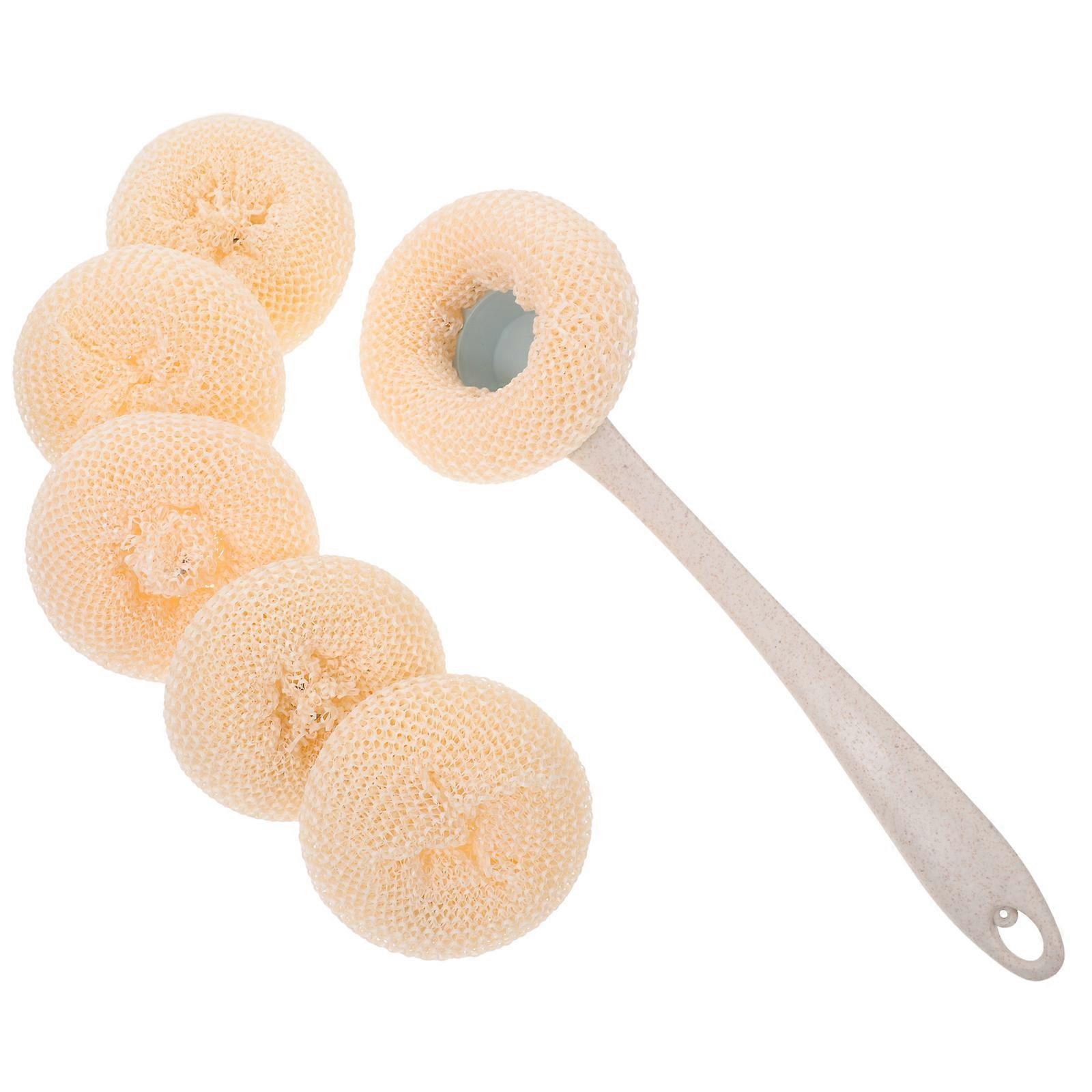Dish Brush with Handle Crafted from Plastic for Cleaning Beige Color Promotes Kitchen Set
