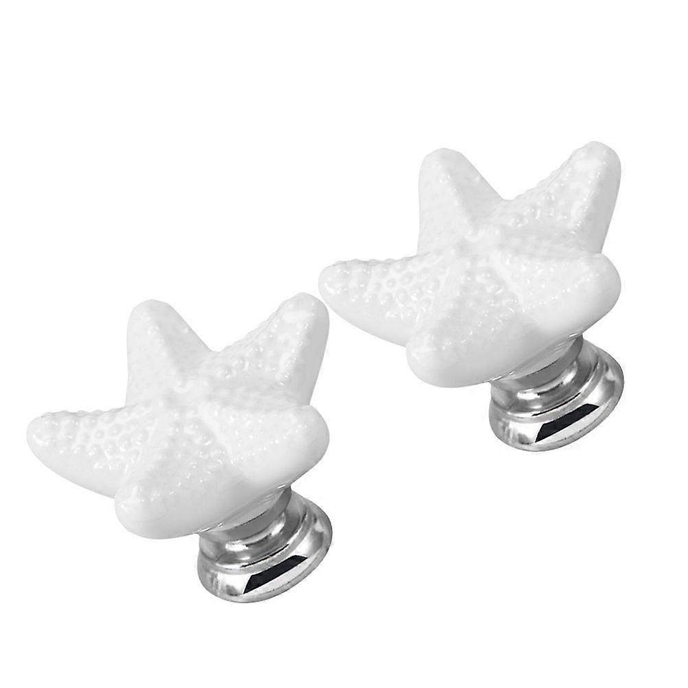 Lot de 2 poignées de porte en céramique en forme d'étoile, boutons de tiroir créatifs blancs pour meubles d'armoire, de bar ou de maison