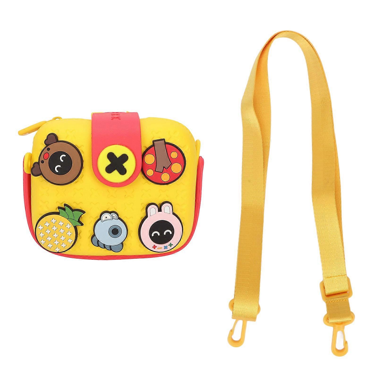 Kids Camera Case Cartoon Multi Color Buffer Housing Large Capacity Crossbody Shoulder Bag for Boys Girls Yellow