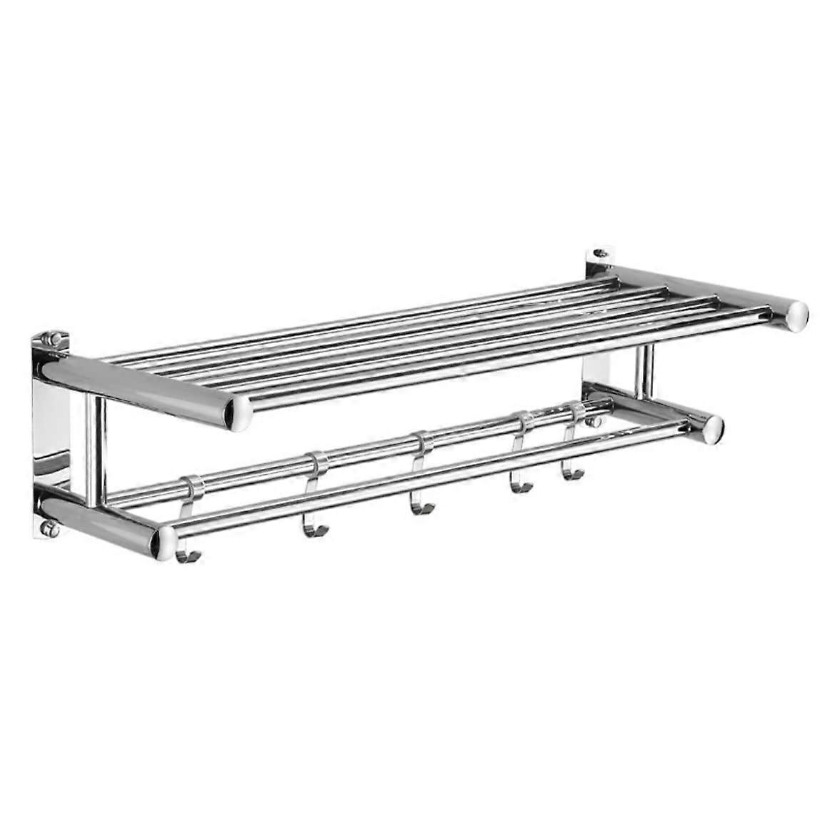 Stainless Steel Wall Mounted Double Towel Rail With Hook For Bathroom 40cm Towel Rack And Shelf Nizer For Home