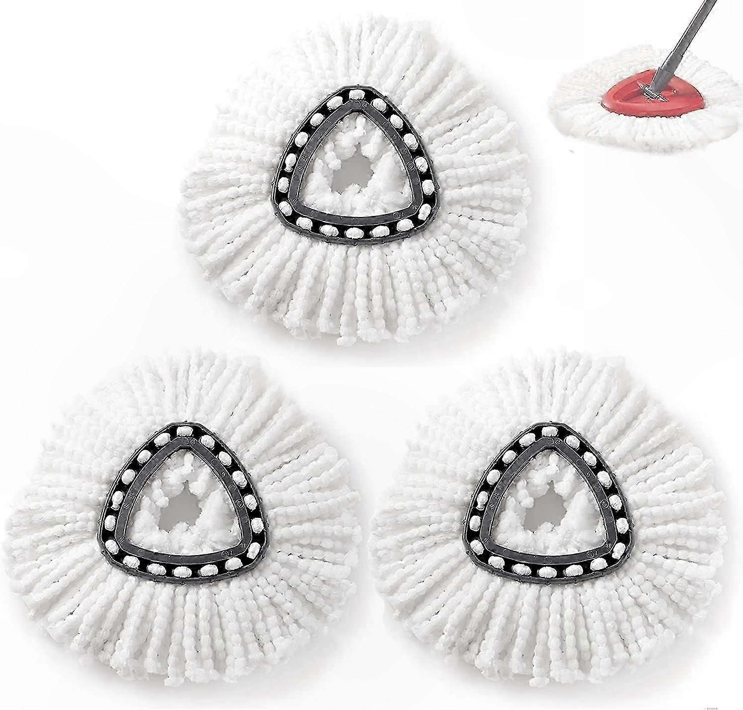 Microfiber Mop Refill Heads, 3-Pack Replacement Mop Pads for Spin Mops, Cleaning Mop Head Set