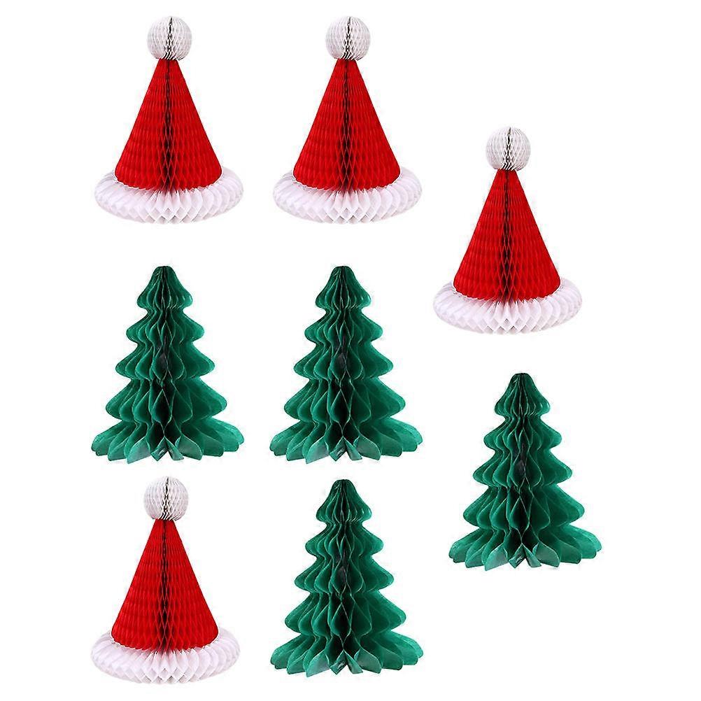Christmas Party Decoration Hanging Paper Pendants with Assorted Color Xmas Hat and Tree Shapes for