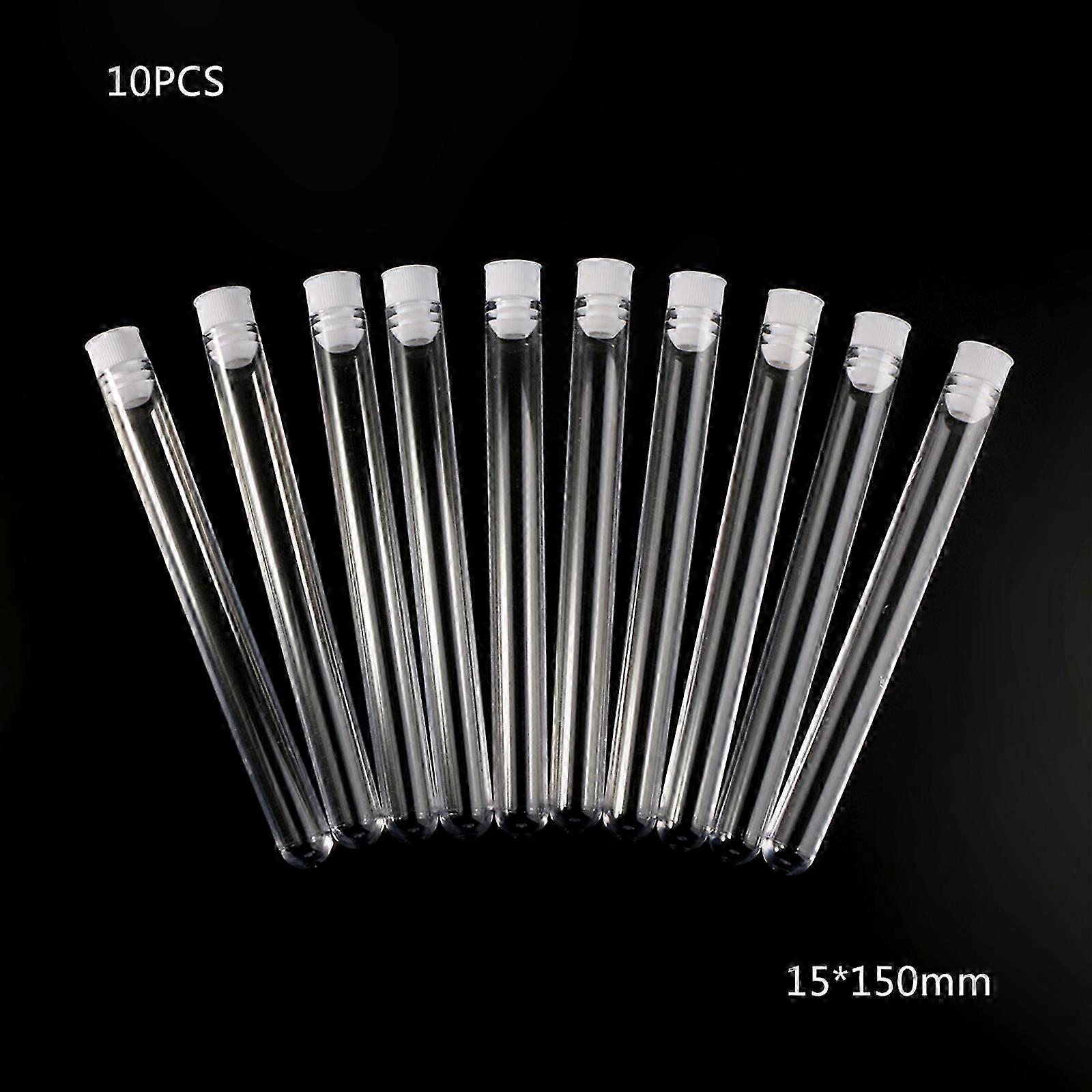 10Pcs Transparent Plastic Centrifuge Tubes Set 15x100mm Laboratory Test Tubes with Protective Cap for Ideal for Lab Scho