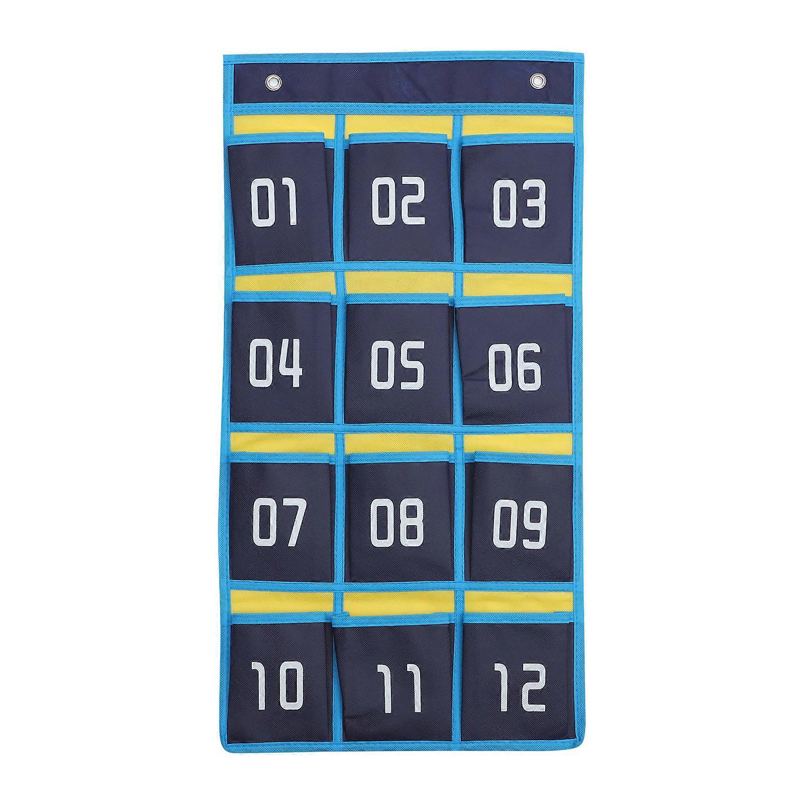 Non Woven Classroom Organizer Pocket Chart with Hooks for Wall or Door Hanging – Cell Phone and Calculator Storage Bag for School and Home Use