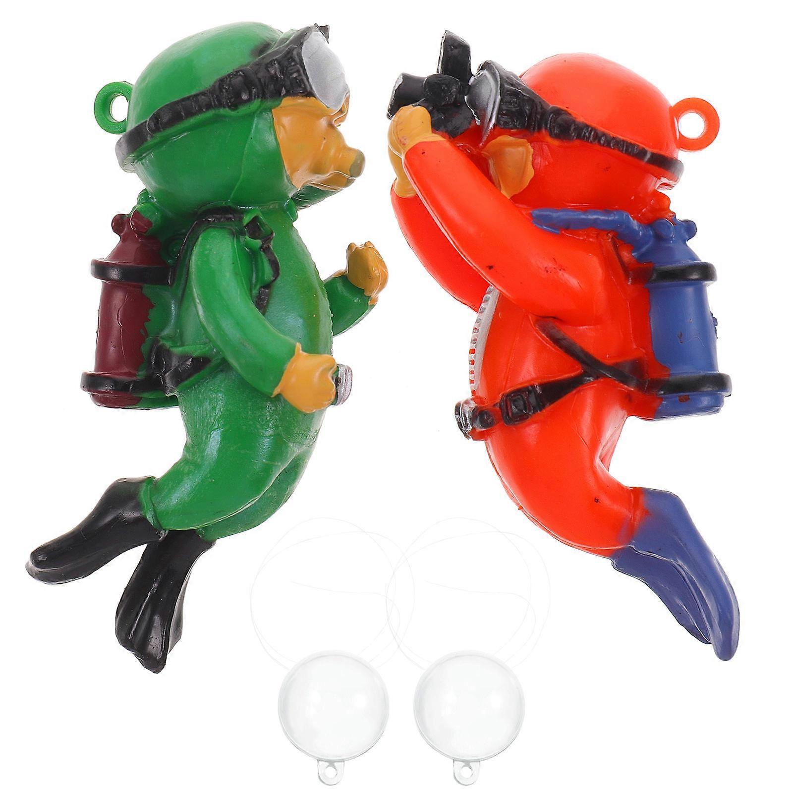 2pcs Floating Aquarium Diver Decorations for Betta Tank Crafts Assorted Color