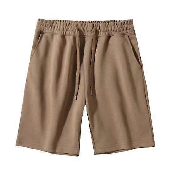 Men Casual Shorts Solid Color Regular Fit Short Pants with Reinforced Pockets Adjustable Drawstring Summer Shorts