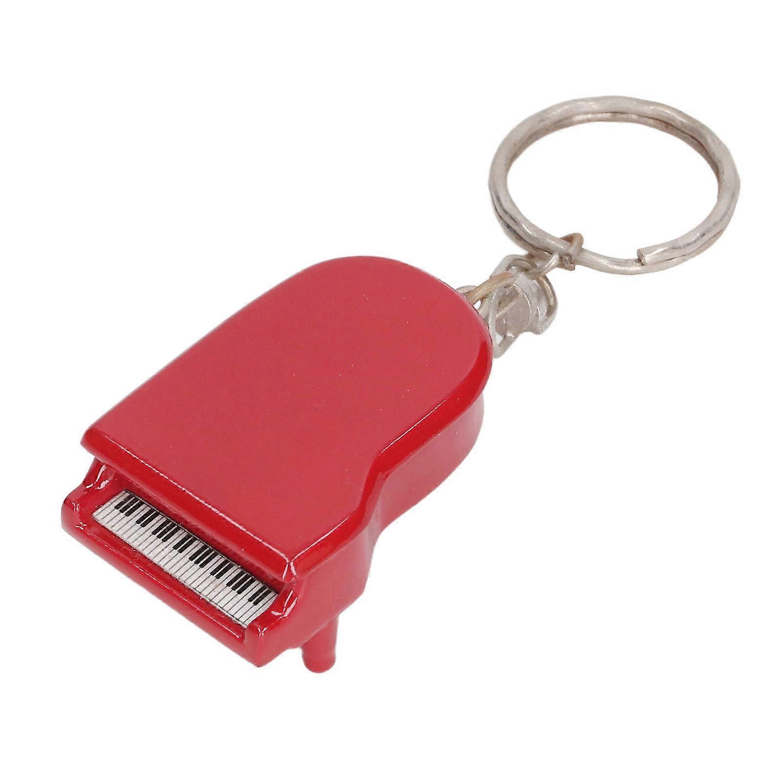 Mini Piano Pendant Keychain Micro Decoration Simulation Piano Key Chain for Dollhouse Children Red