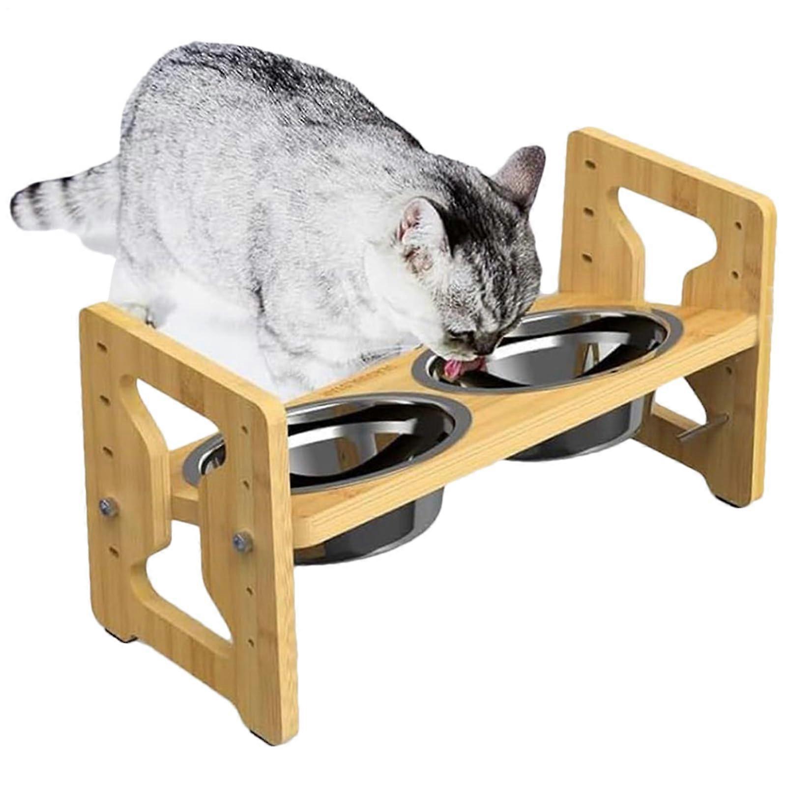 Elevated Dog Feeder Large Size Adjustable Inclined Dual Slow-Feed Ergonomic Anti-Slip Base For Puppies