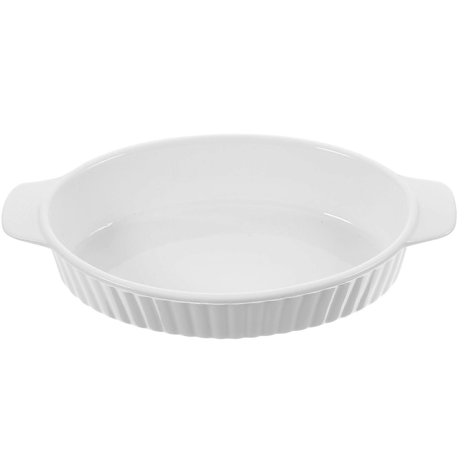 Ceramic Baking Tray with Double Handles and Ceramic Food Bowl 1 Set Household Bakeware