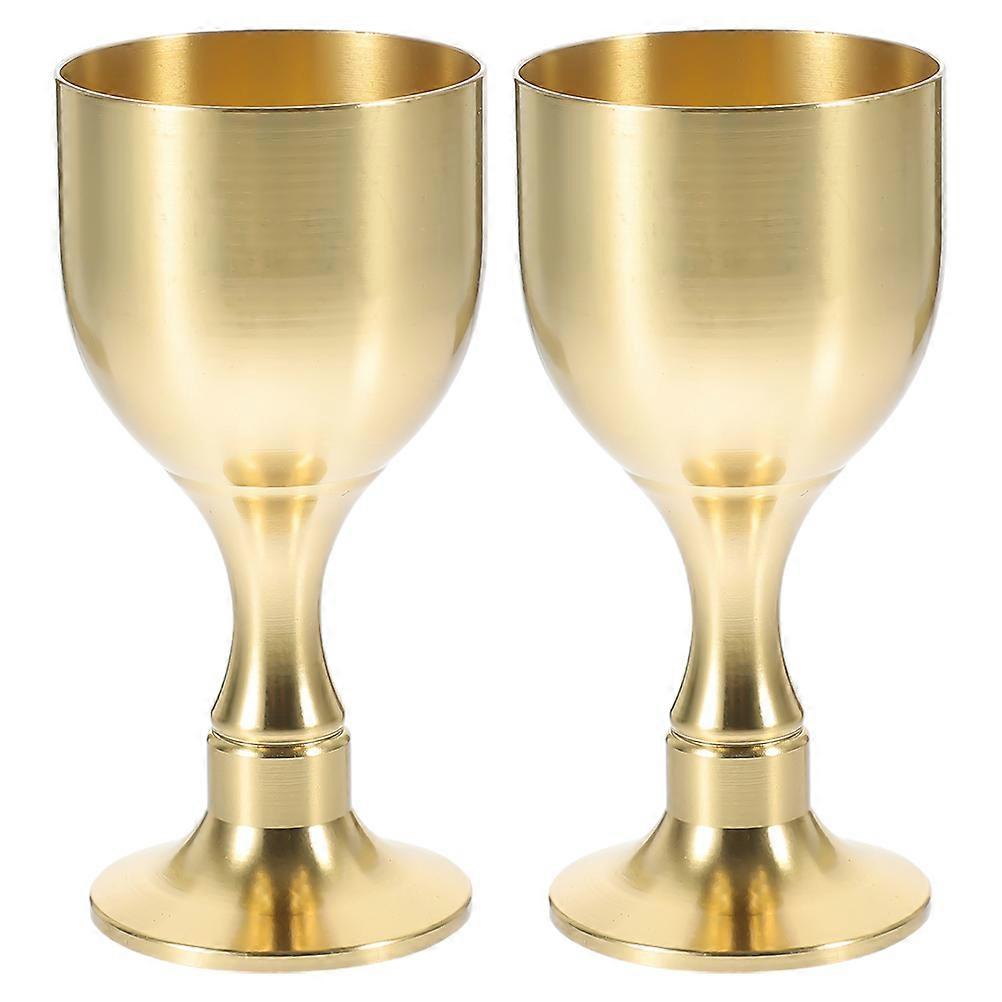 Here's a refined and professional product description based on the title you provided:
**2pcs Decorative Brass Goblet Tabletop Offering Cup for