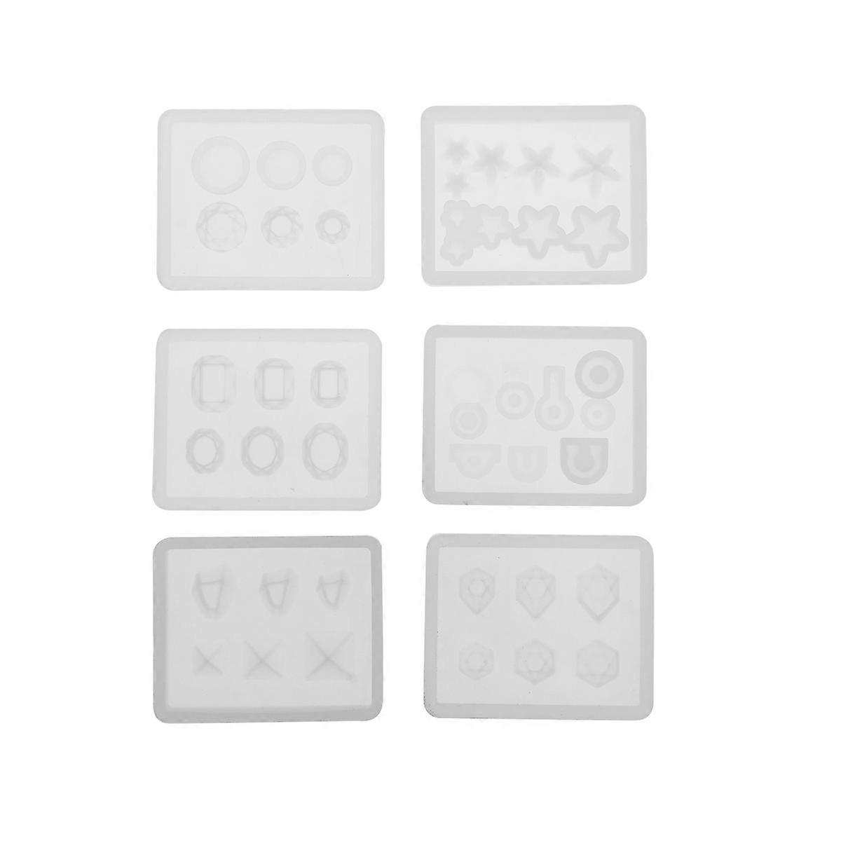 Crafting Jewelry Making Molds with Hole for Diy Projects Creating Resin Pendants in Silver Color 6Pcs