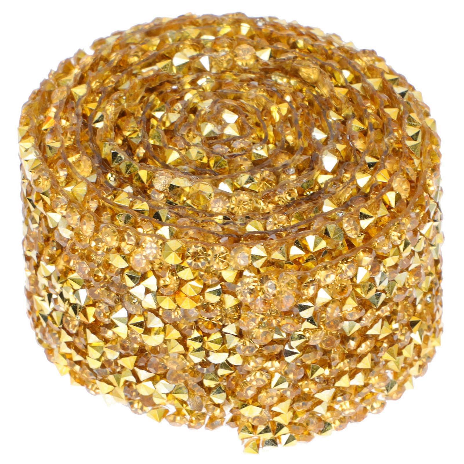 Crystal Rhinestone Strips DIY Clothes Accessory For Sewing Project 81x3cm Golden Decorative 1Roll