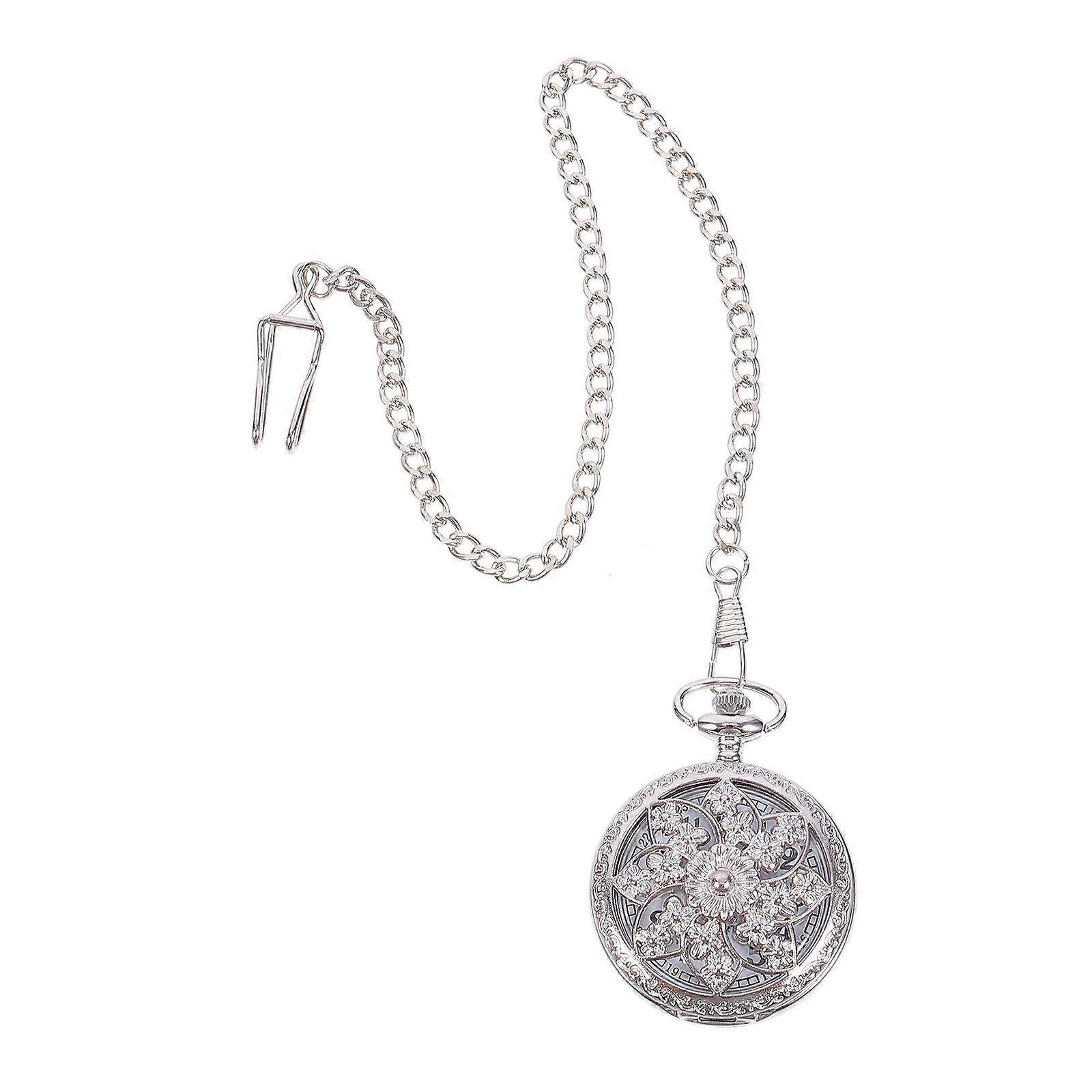 Vintage Pocket Watch With Design For Daily Use In Silver Color Featuring Quartz Movement And 1Pcs