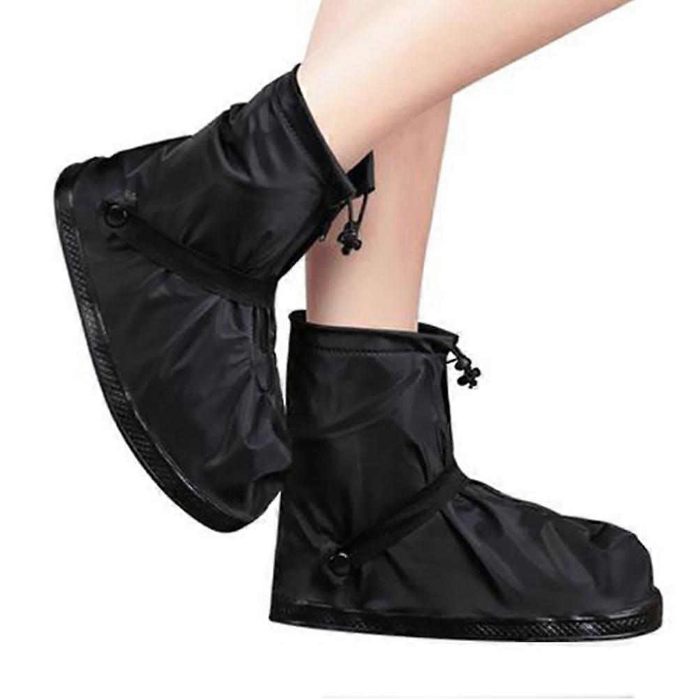 Reusable Waterproof Non slip Shoes Covers with Zipper Closure for Cycling Camping Fishing Garden Size XXXL 1 Pair Black