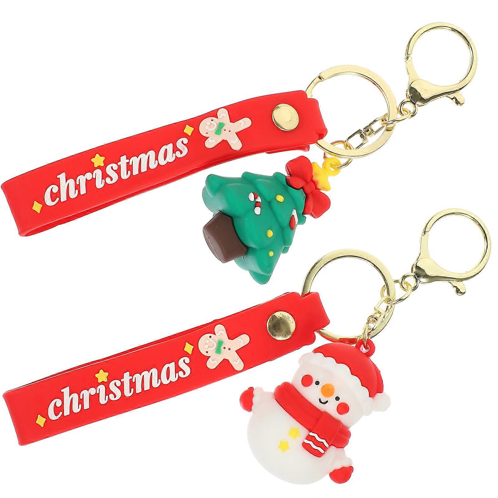 Cute Key Chain Decorations 2Pcs For Holiday Events Versatile Xmas Ornaments For Friends And Family