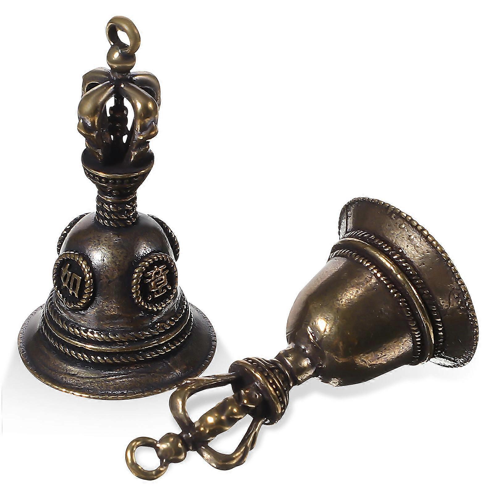Dark Brown Brass Keychain Charms with Crisp Sound for Decoration 2pcs Mini Bells
