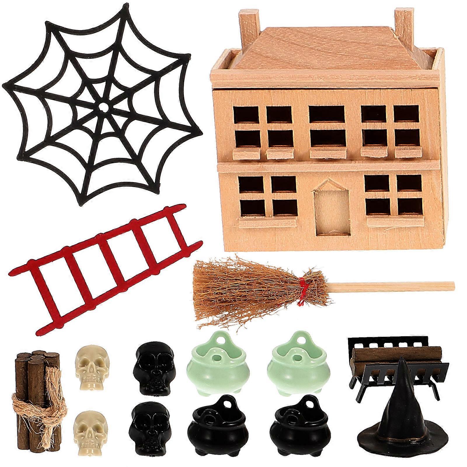 Miniature Halloween Decorative Props Craft Dollhouse Set for DIY Scene Layout Adornments in Halloween Decorations and Gardens