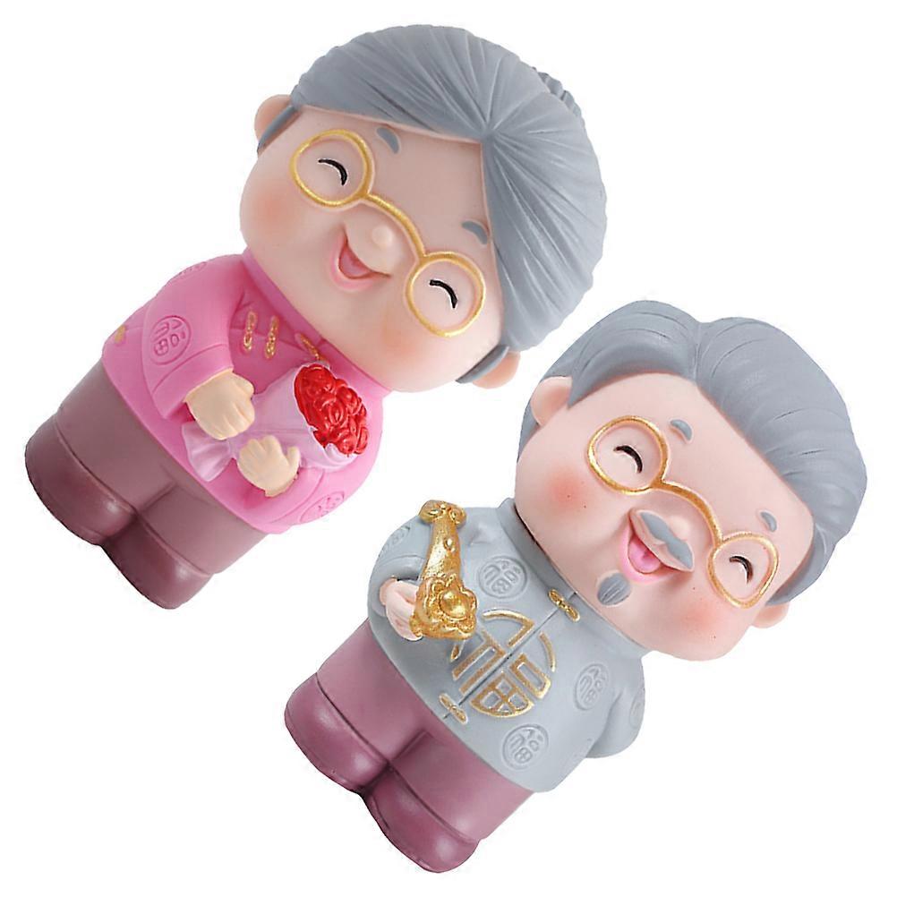 Elder Birthday Cake Decor Decorative Statue Shape Assorted Color Birthday Party 2Pcs