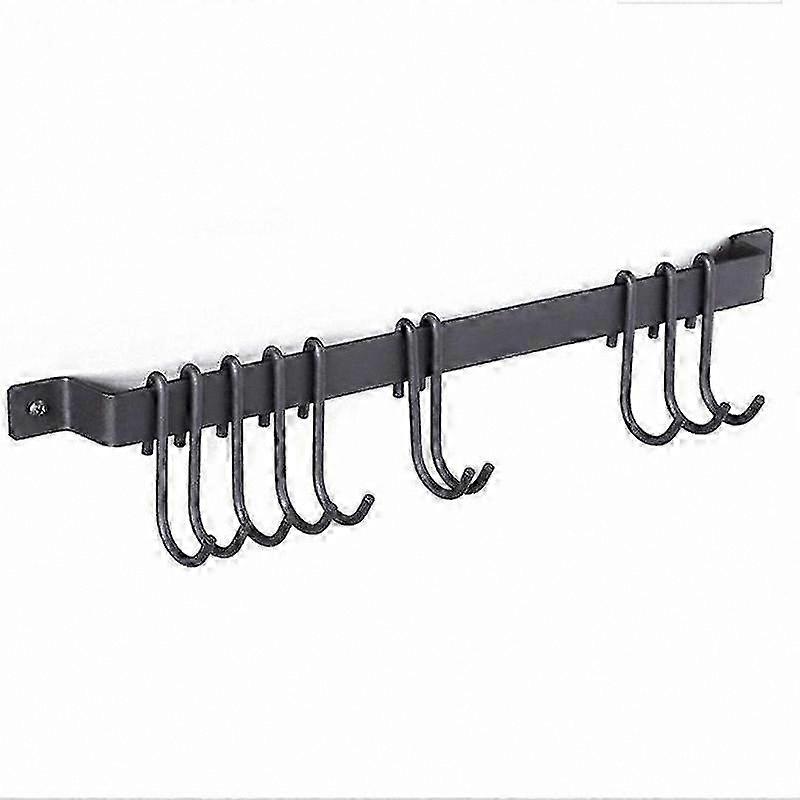 Kitchen Wall Mounted Rack Organizer with 10 Hooks for Utensils and Cookware Hanging Storage Rail System