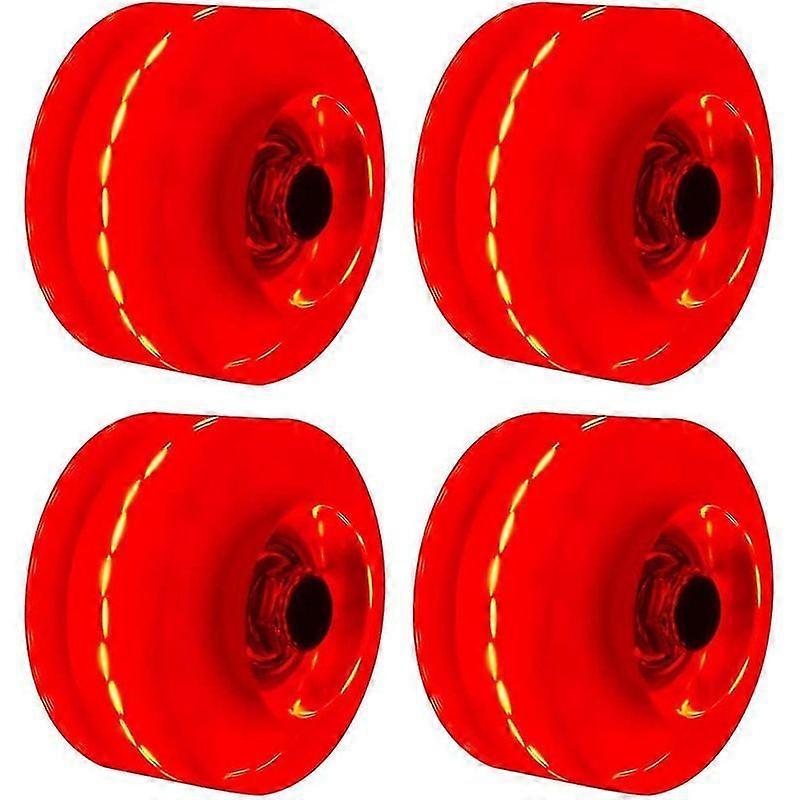 4 Luminous Replacement Wheels For Double Roller Skateboard - 82a Hardness