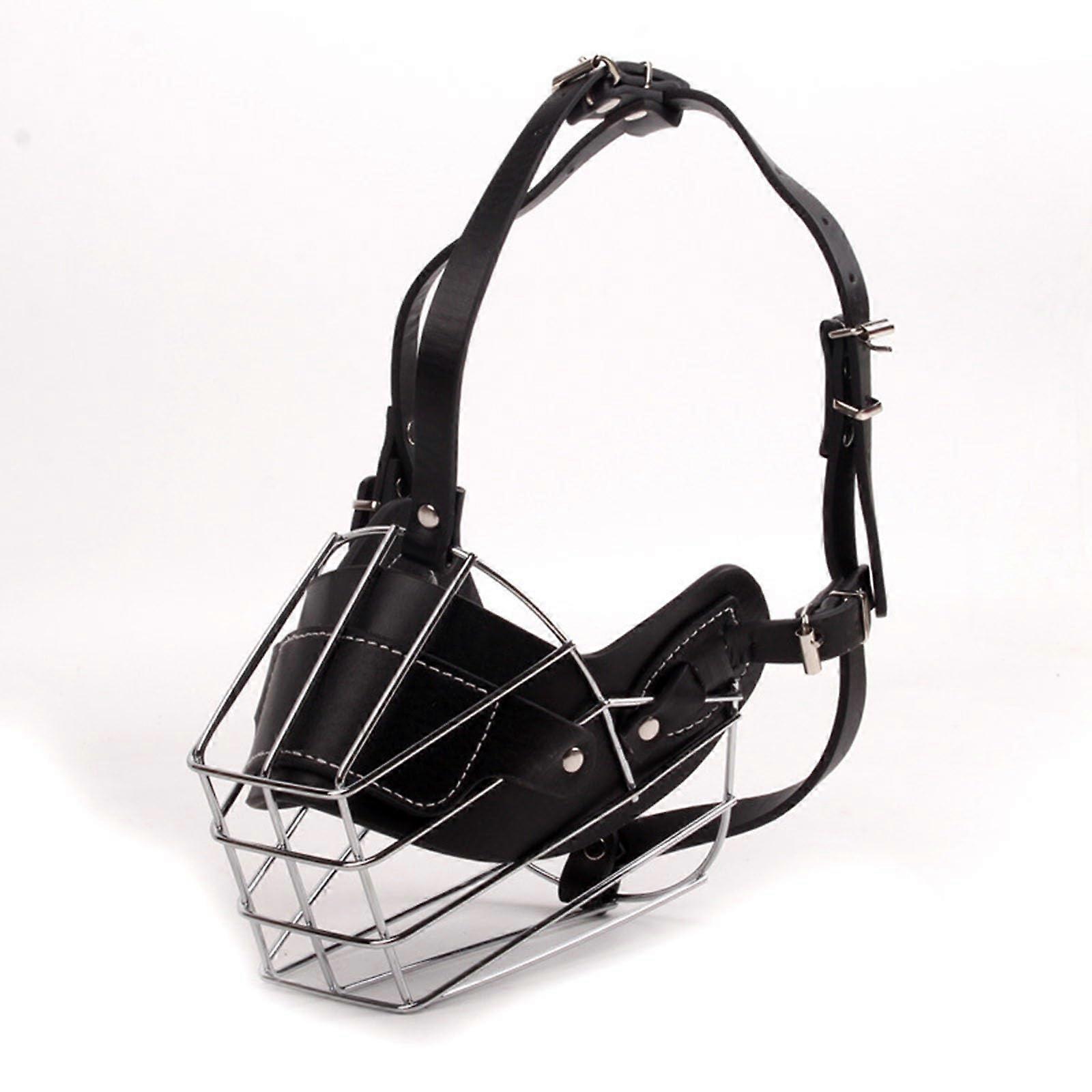 Muzzle For Large Dogs, Breathable Basket Muzzle With Adjustable Straps, Metal, Black, Small And Medium, Prevents Biting