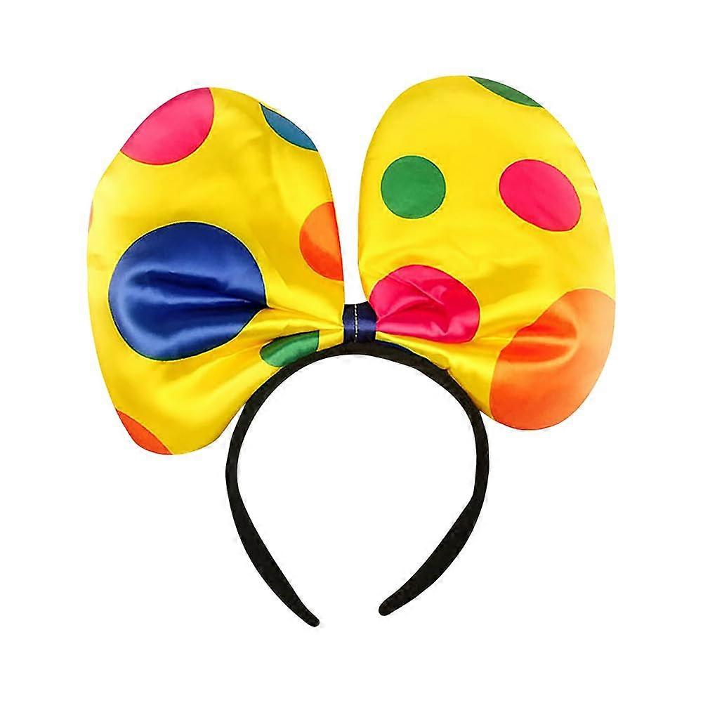 Clown Bow Headband Large Size Rainbow Dot Bow Design Circus Show Headwear Halloween Carnival Accessory