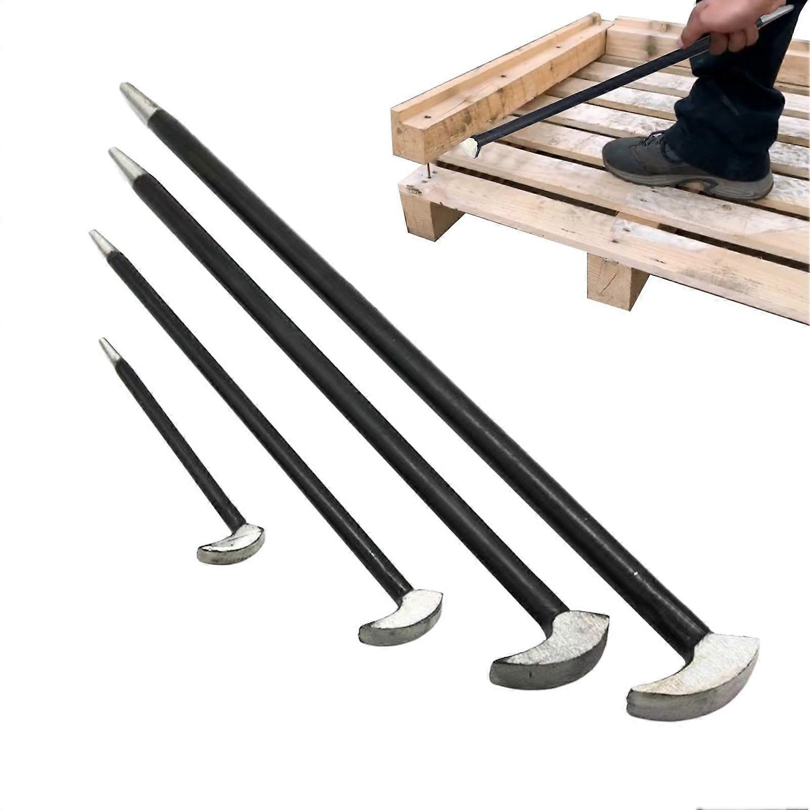 HeavyDuty Crowbar Pry Bar Set – 4Piece Hand Tool Kit, Forged Steel Mechanics Pry Bars with DualEnded Design for Levering and Nail Pulling