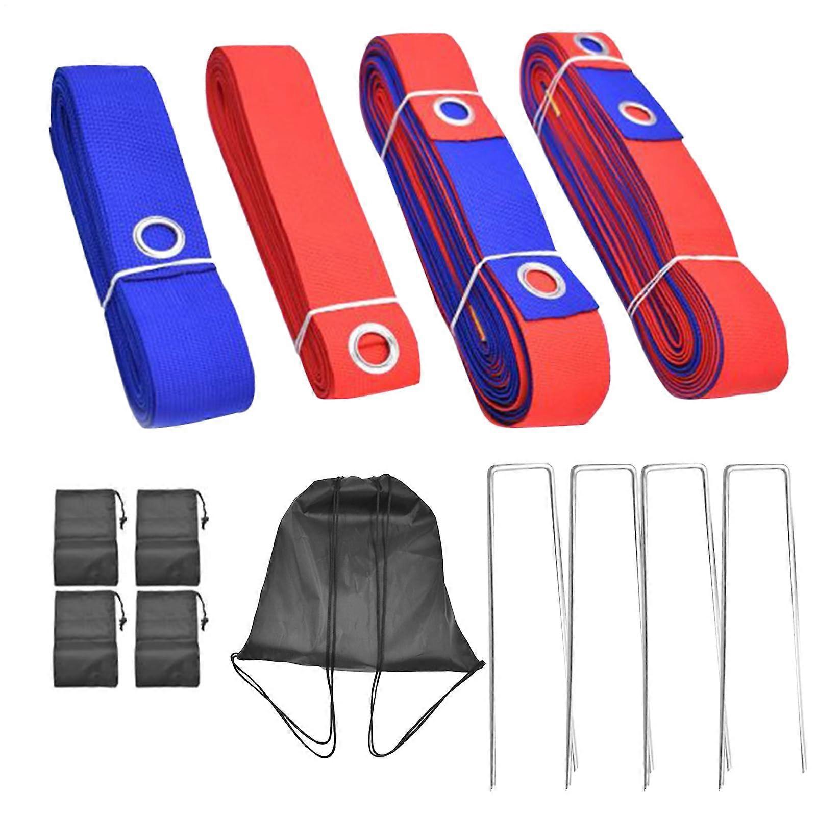 Beach Volleyball Lines | Portable Field Marking Set with Red and Blue Sandbags for Garden, Park, and Training