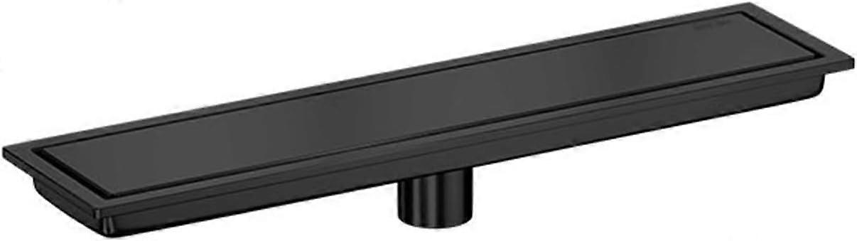Rectangular linear shower drain with hair sieve, tile insert shower floor drain invisible floor drain with removable black 10x40cm