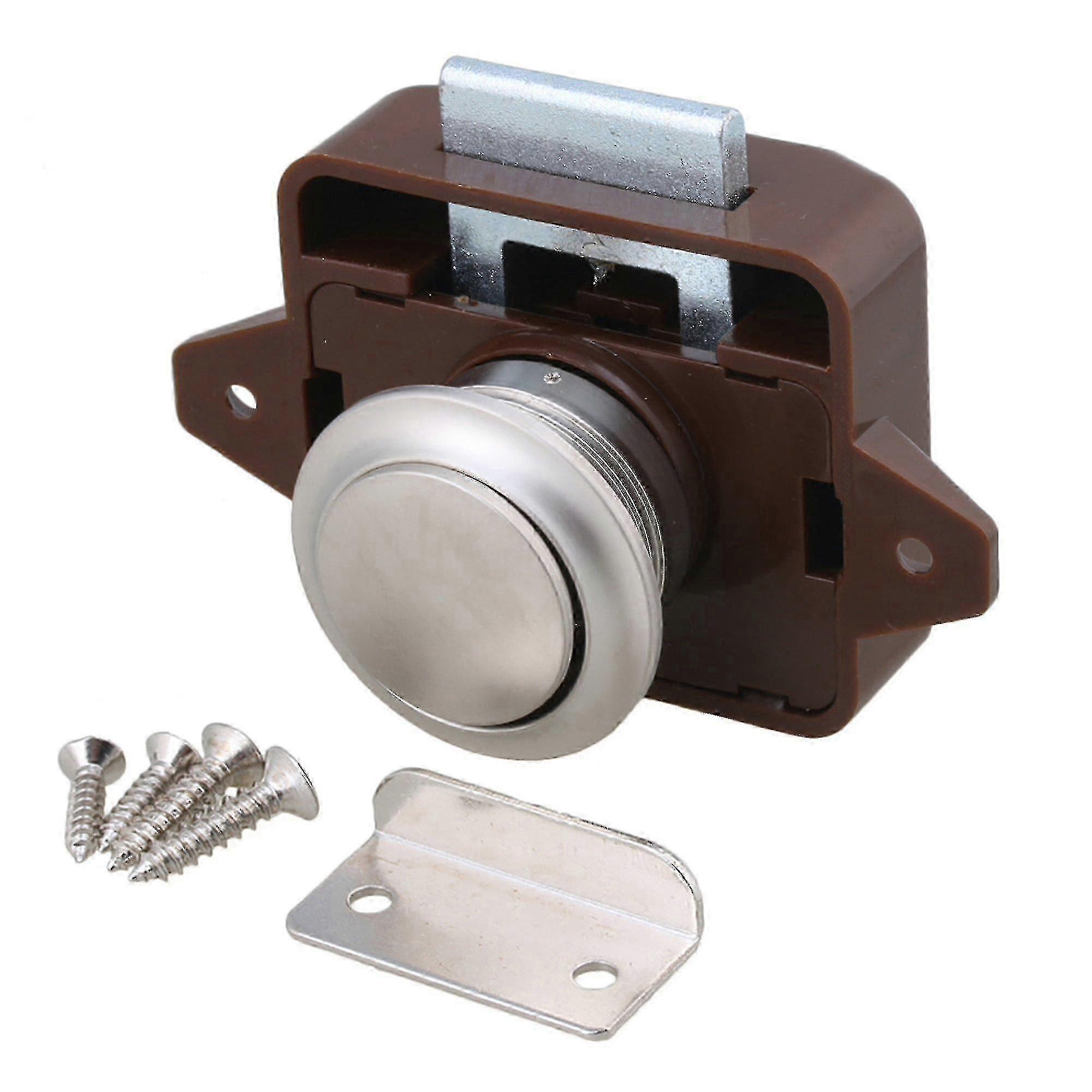 Exquisite Brown/Silver Push Button Cabinet Latch for RV Camper, Motorhome & Caravan