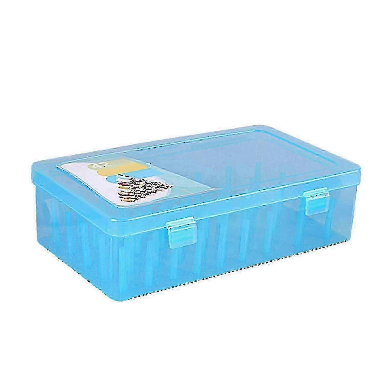 Boîte de rangement transparente pour aiguilles et fils pour fils à coudre 42 axes avec compartiment à fil en bleu