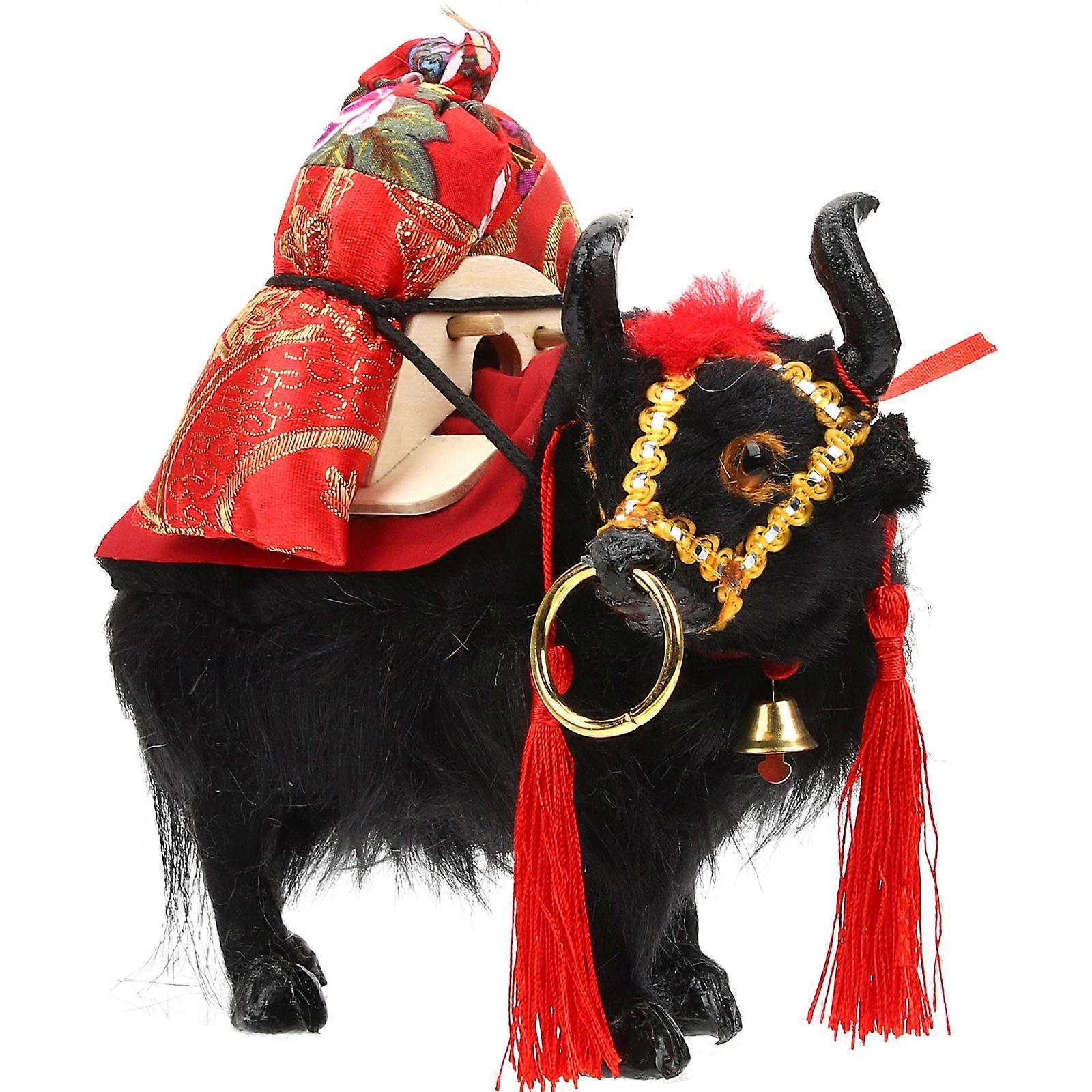 Simulation Yak Model for Playing with Fine Details and Black Office Decor 6.5 Inches