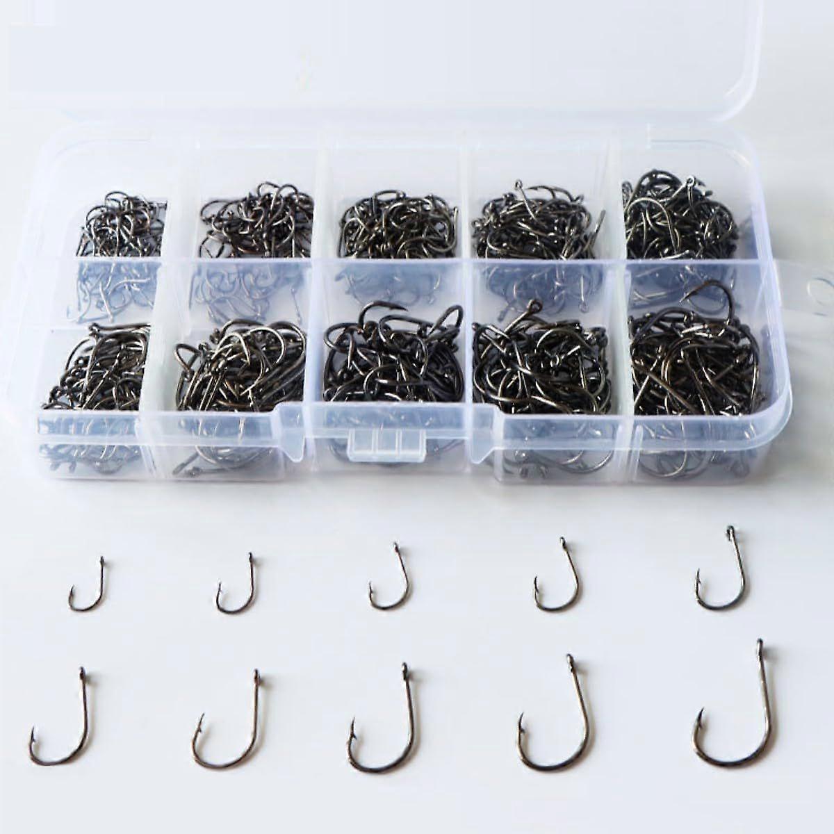 500PCS Fish Hooks, Strong Sharp Fishhook Carbon Steel Barbed Fishing Hooks Sea Fish Hooks with Barbs Size 3 - 12