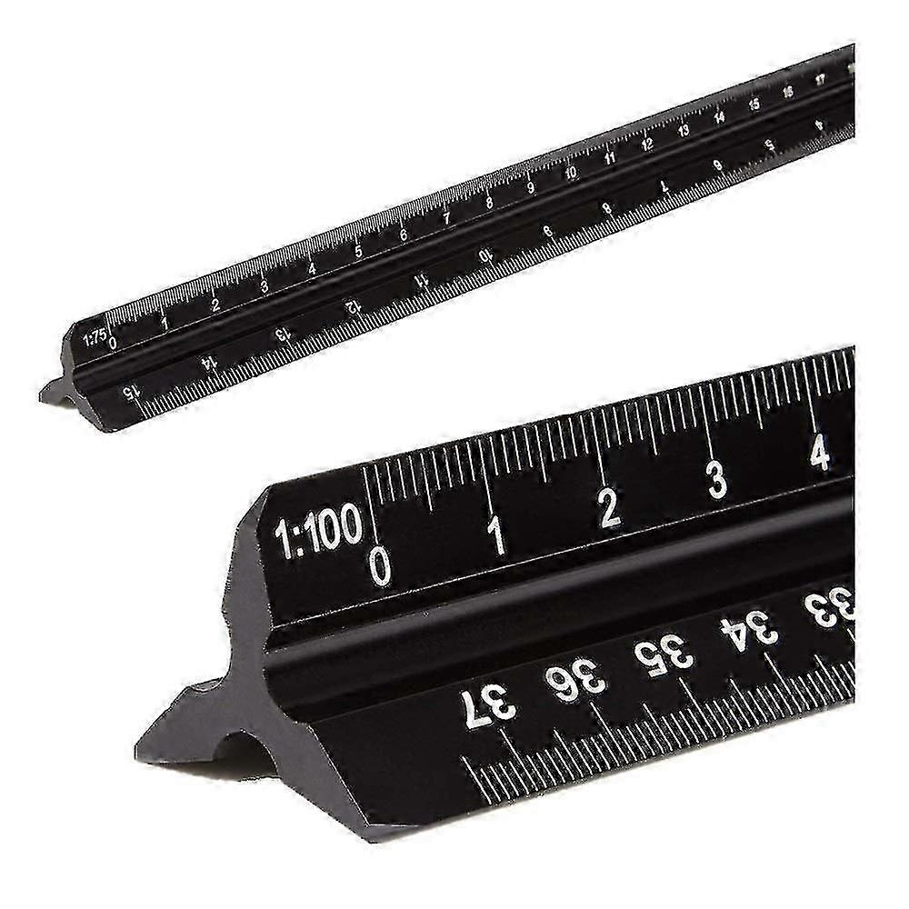 Aluminum Triangular Architect Scale Ruler, 12" Metric 1:20 1:25 1:50 1:75 1:100 1:125 for Drafting and Students