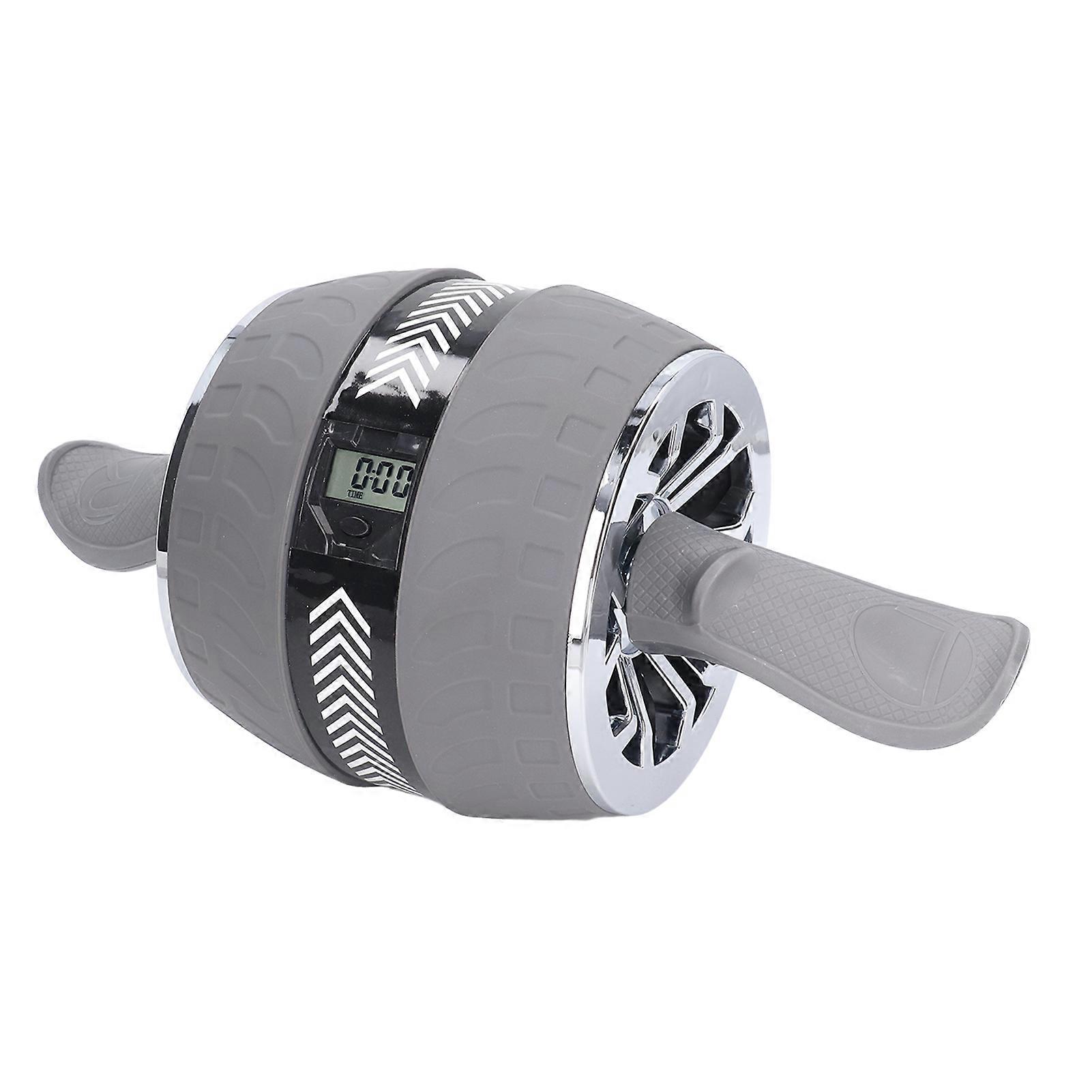 Abdominal Roller Wheel Core Strength Trainer Grey with Auto Rebound