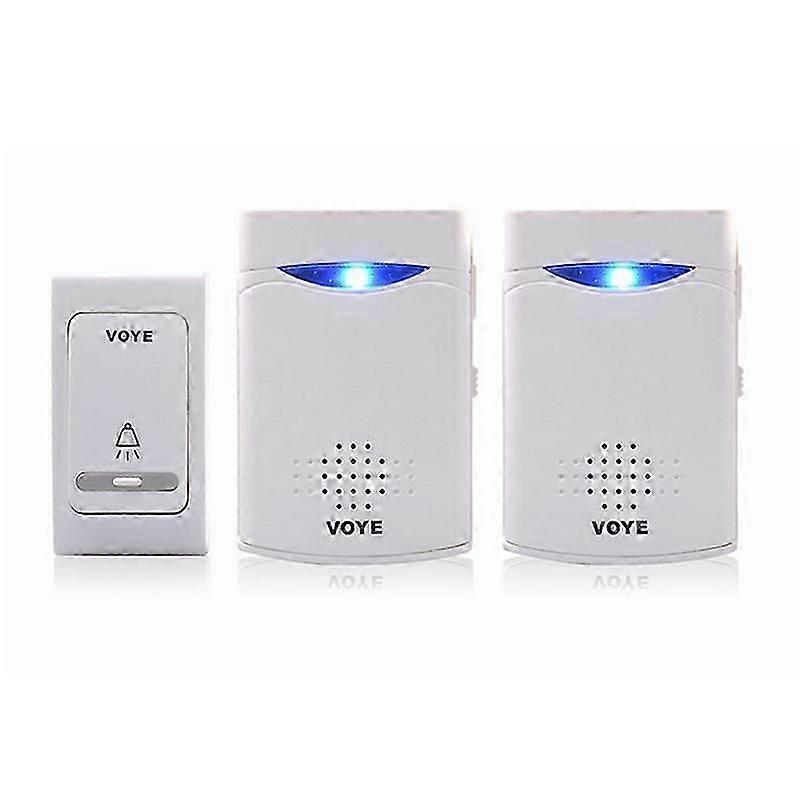 VOYE V006B2 Wireless Remote Control Chime Door Bell with Double-Receiver(White)