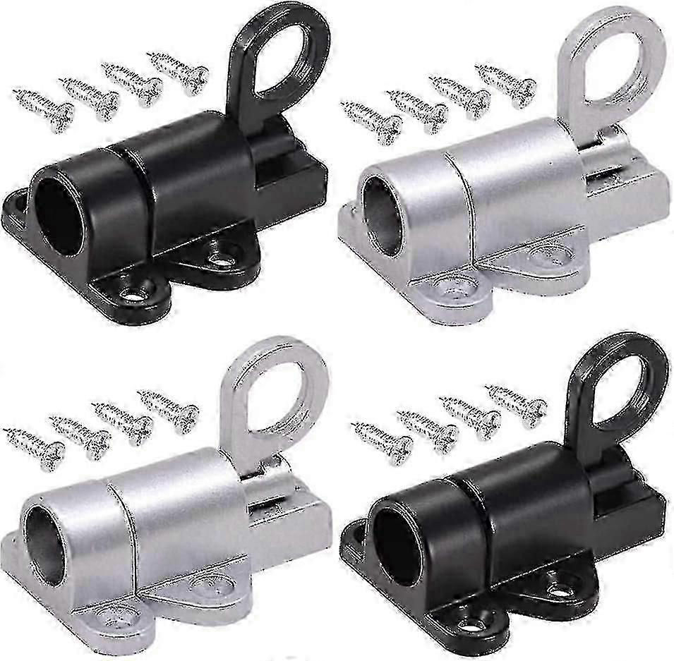 Window and door latch with automatic spring bounce, durable black/silver finish, 16 screws included