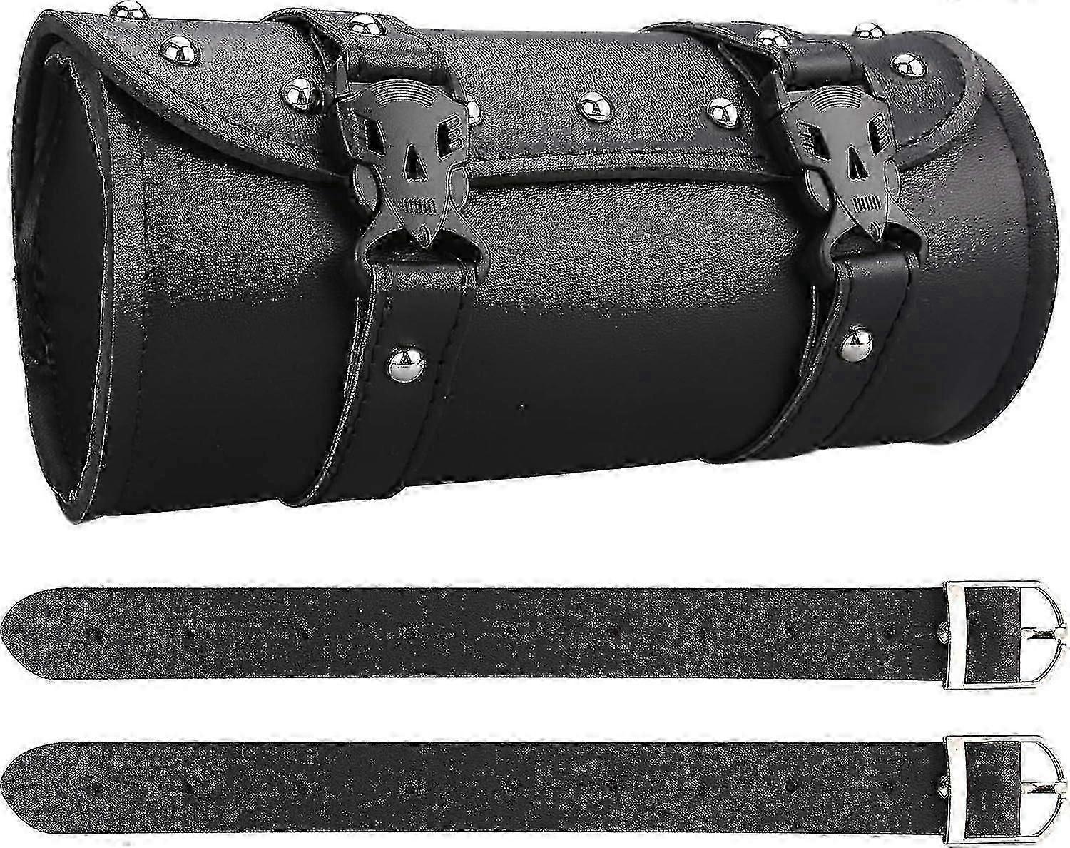 Medium-Size PU Leather Handlebar Tool Bag for Motorcycle Storage and Easy Access