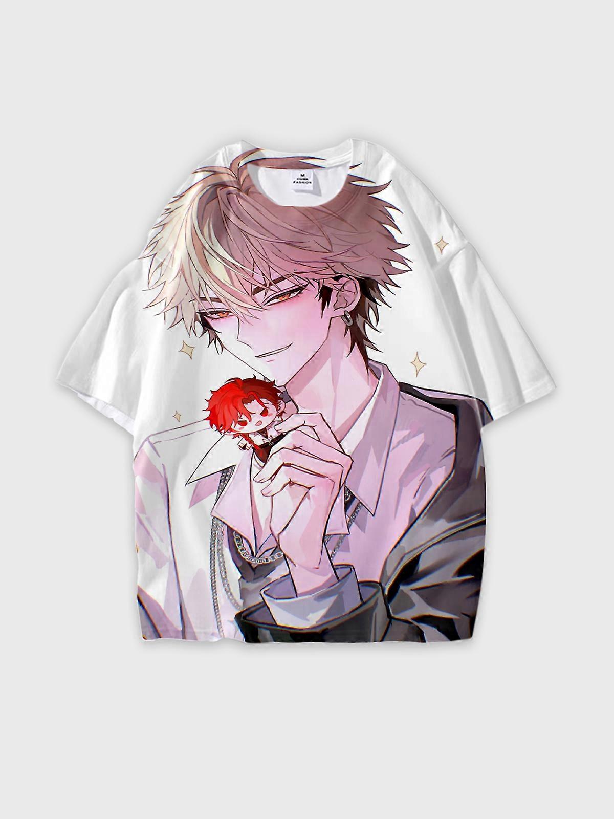 T-Shirt Round Neck, Loose Short Sleeve Link Click Graphic Tee, Unisex Summer Casual Top W3046