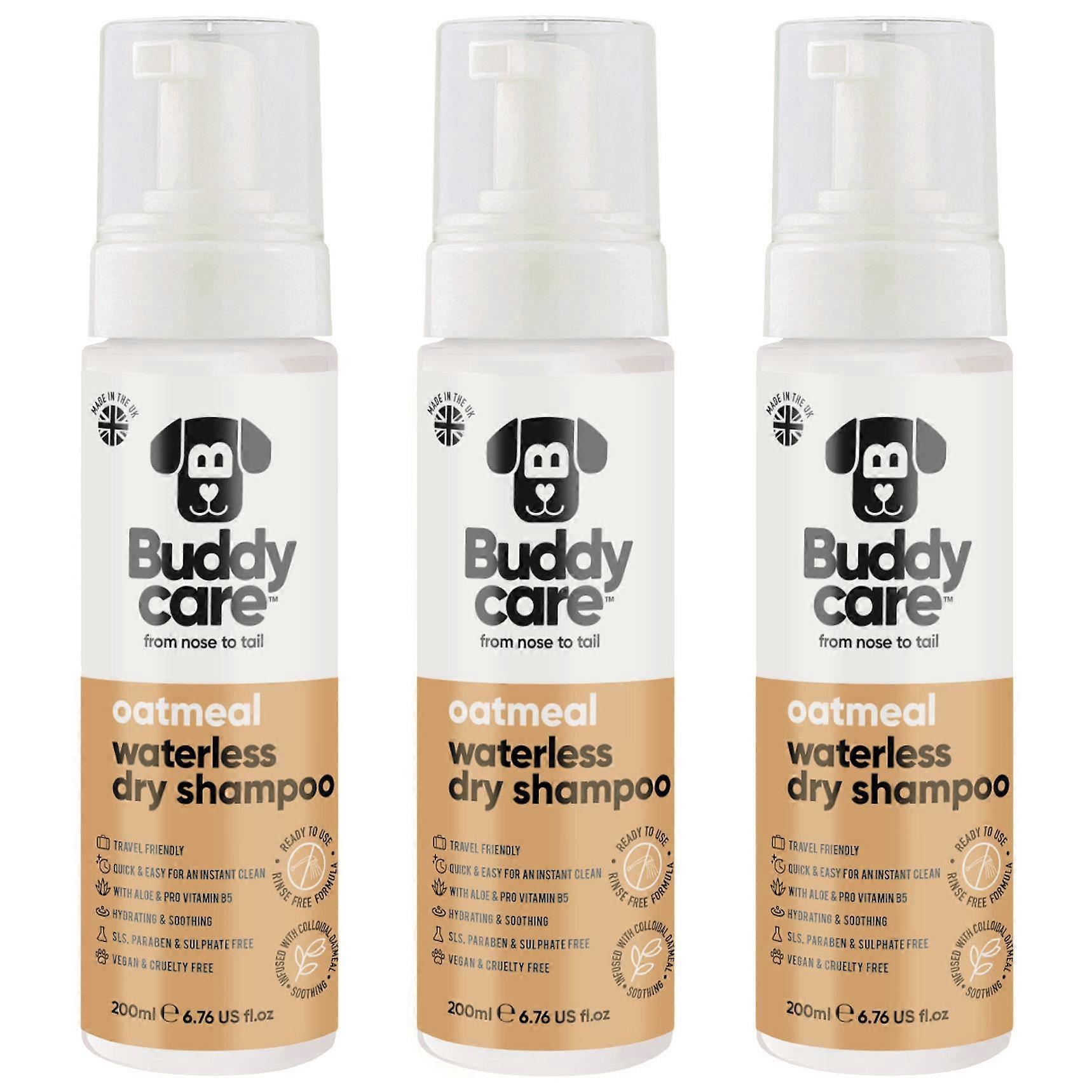 Buddycare - Shampoing sec sans eau pour chien - Flocons d’avoine - 200ml x3