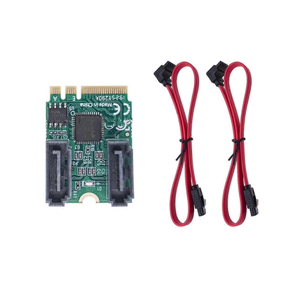M.2 to 3.0 Adapter Card M.2 A+E Key to 2 Port 6Gbps SSD Expansion Card for WinXP/Win7/8/10/11 B