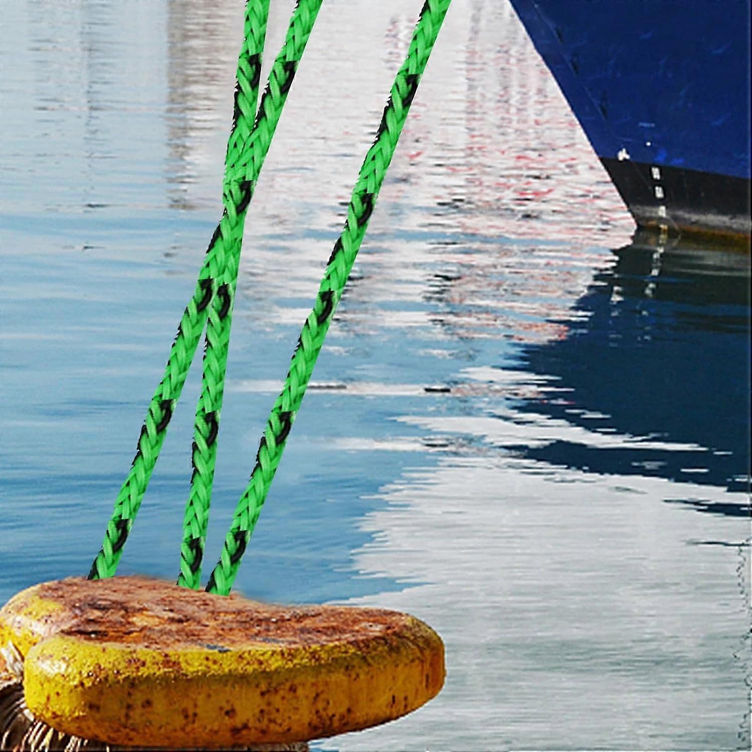 Boat Tie Downs For Dock Mooring Cord Ropes For Kayak, Pontoon, Canoe Marine Security Anchoring, Green