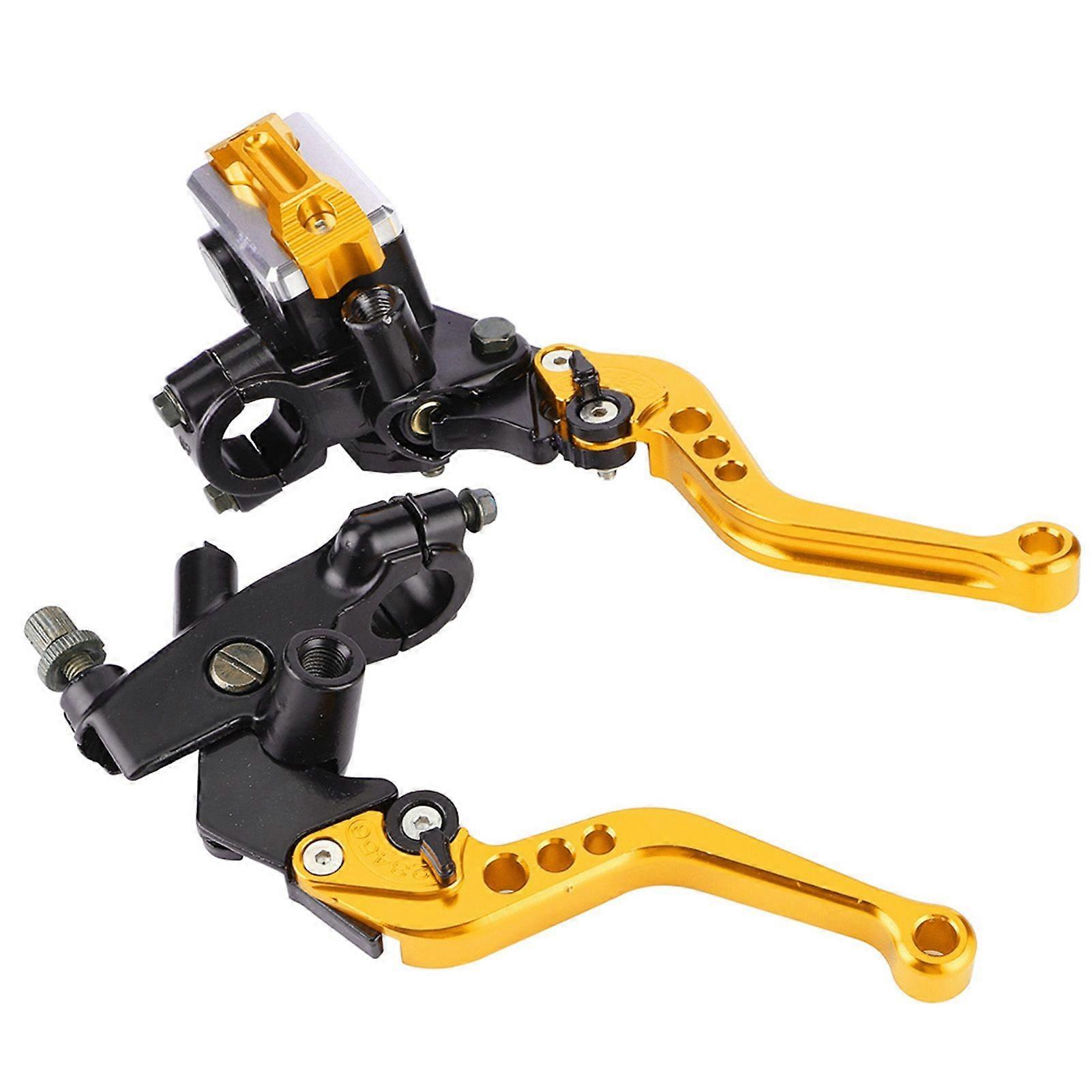 1 Pair 7/8"(22mm) Universal Motorcycle Brake Clutch Master Cylinder Reservoir Levers Gold