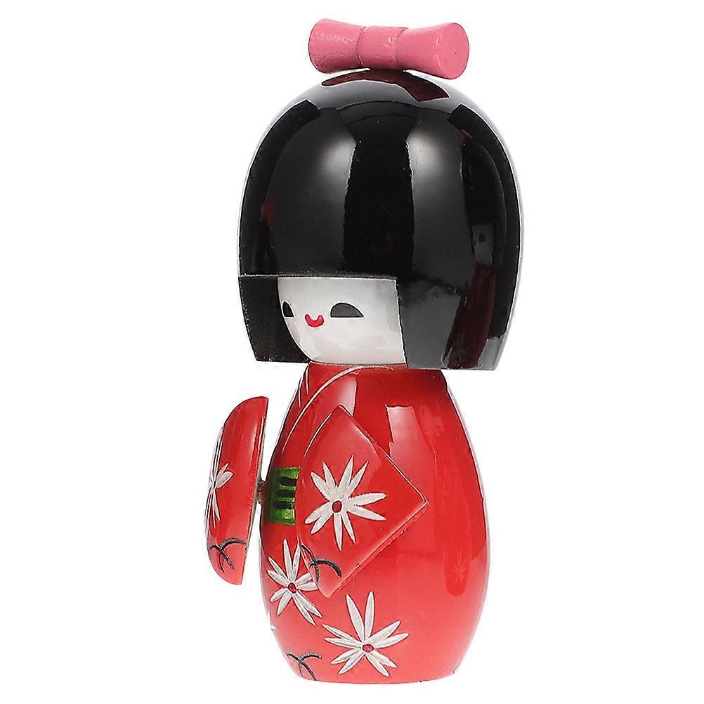 Japanese Kimono Doll Wooden Figurine for Decoration 3Pcs Set for Desktop