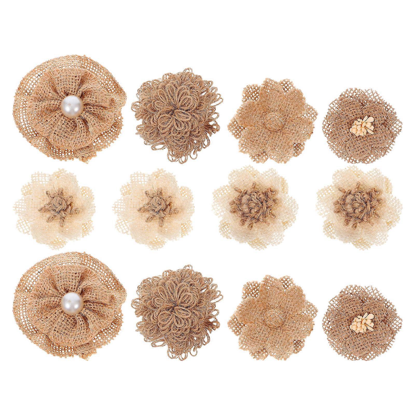 Festival Burlap Decoration Bow for Decoration 36Pcs Rustic Jute Flower Sets
