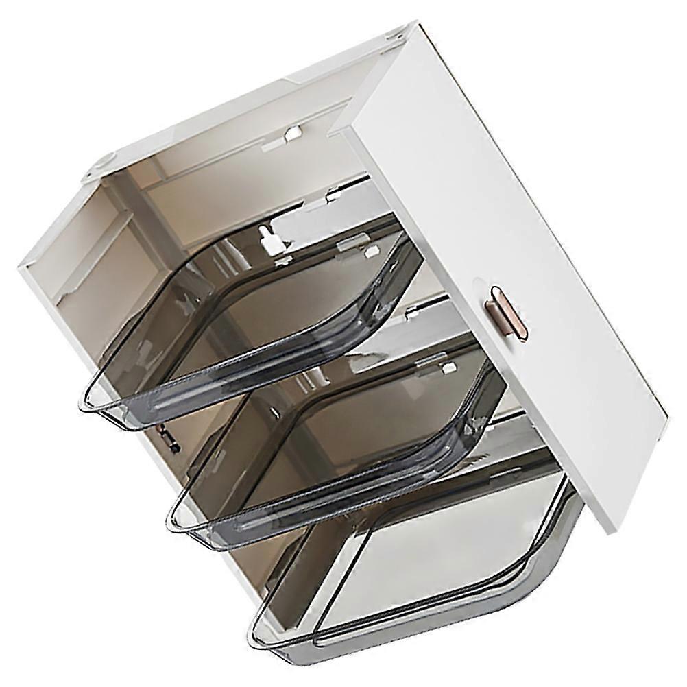 Wall Mounted Storage Box Kitchen Side Dish Rack for Storage White